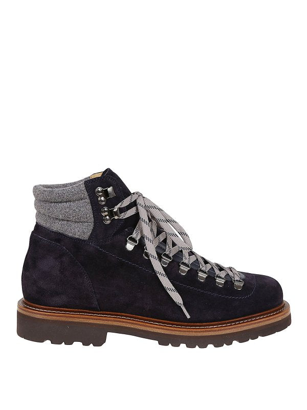 BRUNELLO CUCINELLI MEN'S DEEP SUEDE HIGH TOP LACE UP SHOE