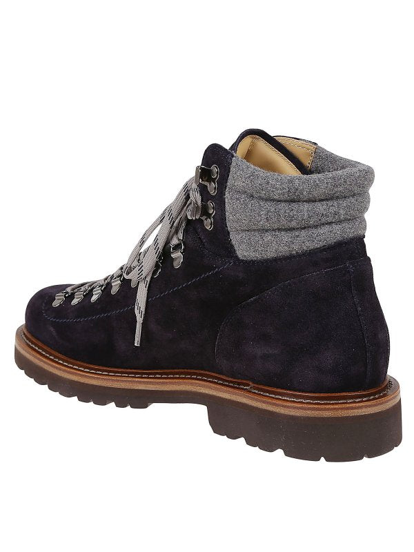 BRUNELLO CUCINELLI MEN'S DEEP SUEDE HIGH TOP LACE UP SHOE