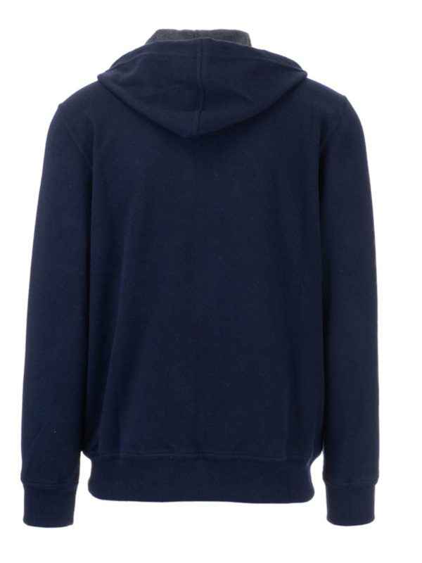 BRUNELLO CUCINELLI MEN'S BLUE WOOL ZIP HOODIE