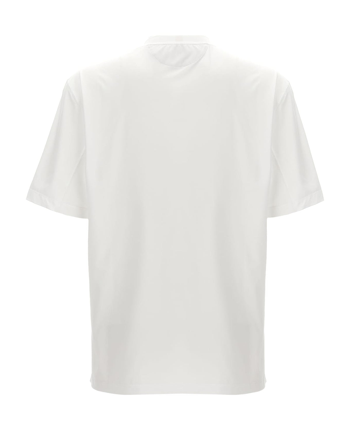 BRUNELLO CUCINELLI MEN'S WHITE SHORT SLEEVE LOGO PATCH SHIRT