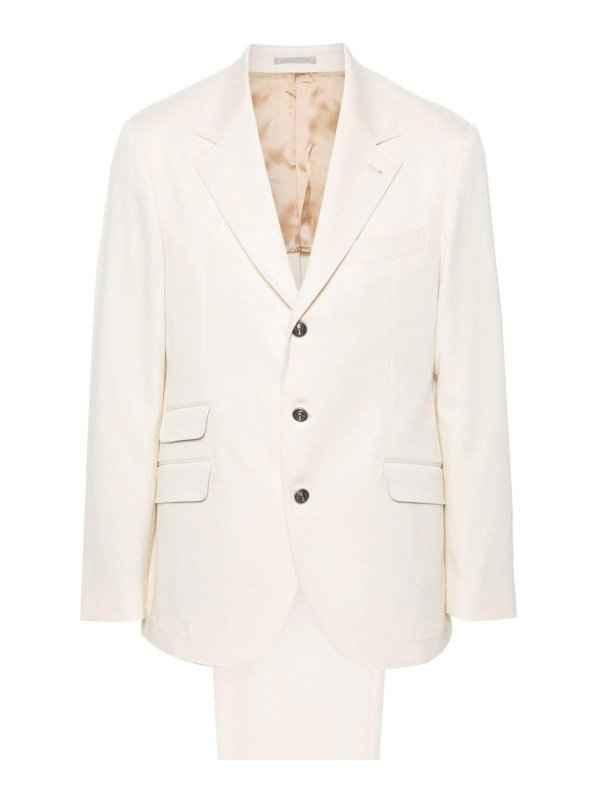 BRUNELLO CUCINELLI MEN'S CREAM TAILORED SUIT WITH NOTCH LAPEL
