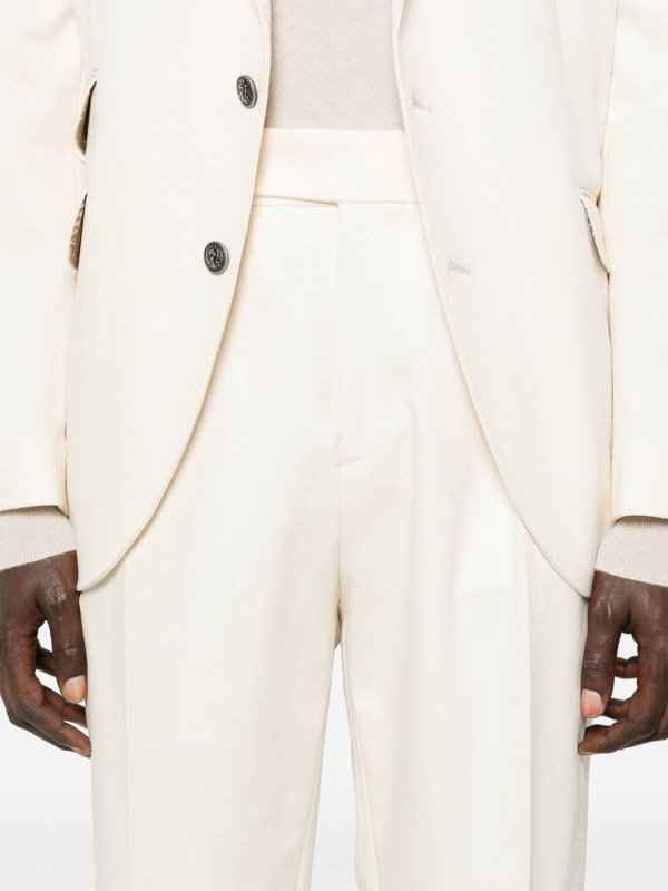 BRUNELLO CUCINELLI MEN'S CREAM TAILORED SUIT WITH NOTCH LAPEL