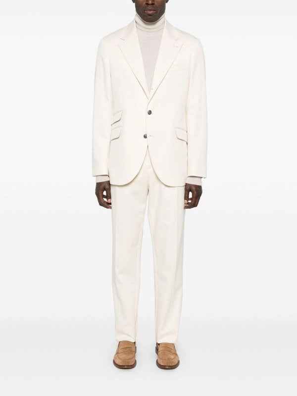BRUNELLO CUCINELLI MEN'S CREAM TAILORED SUIT WITH NOTCH LAPEL