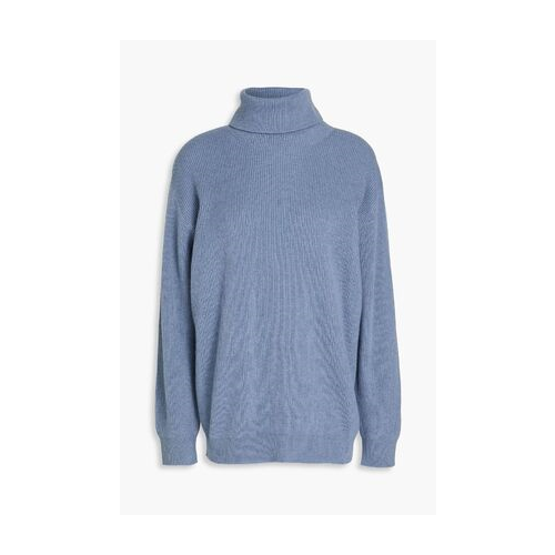 BRUNELLO CUCINELLI WOMEN'S BLUE WOOL TURTLENECK SWEATER