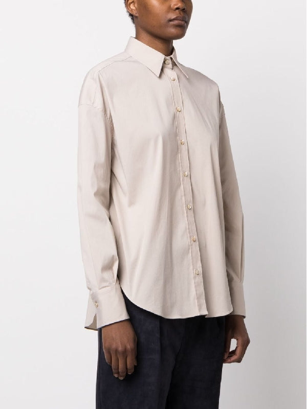 BRUNELLO CUCINELLI WOMEN'S LIGHT BEIGE TAILORED SHIRT