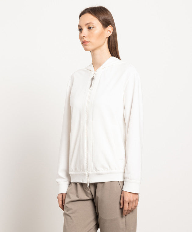 BRUNELLO CUCINELLI WOMEN'S OFF WHITE ZIP HOODIE