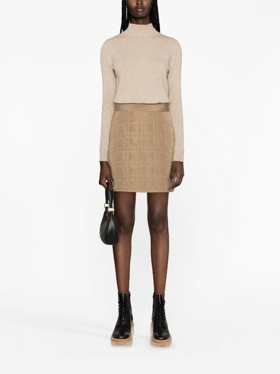 BRUNELLO CUCINELLI WOMEN'S QUILTED BEIGE A-LINE SKIRT