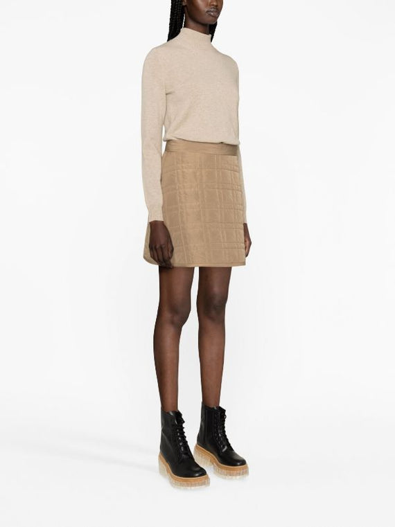 BRUNELLO CUCINELLI WOMEN'S QUILTED BEIGE A-LINE SKIRT