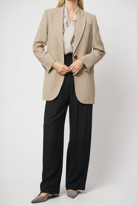BRUNELLO CUCINELLI WOMEN'S BEIGE TAILORED LINEN JACKET