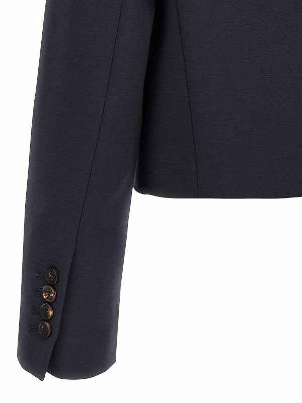 BRUNELLO CUCINELLI WOMEN'S NAVY WOOL TAILORED BLAZER