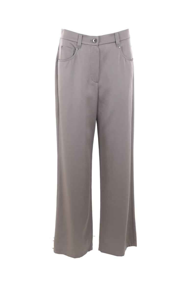 BRUNELLO CUCINELLI WOMEN'S IRON WIDE-LEG TAILORED TROUSERS