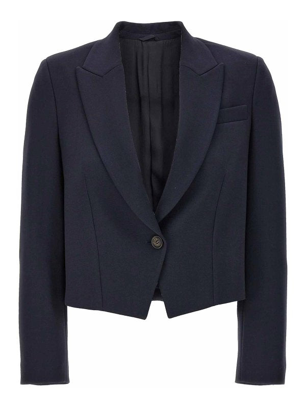 BRUNELLO CUCINELLI WOMEN'S NAVY TAILORED CROPPED BLAZER