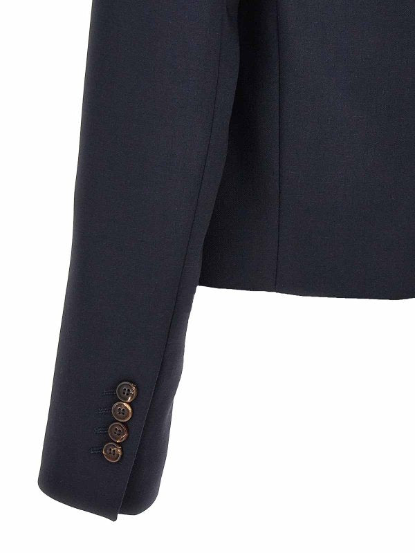 BRUNELLO CUCINELLI WOMEN'S NAVY TAILORED WOOL BLAZER