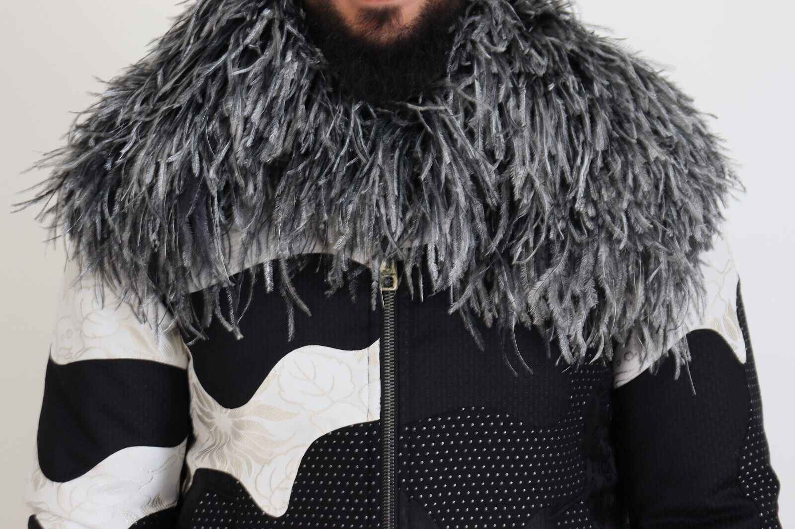 Dolce & Gabbana Black White Fur Shearling Full Zip Jacket