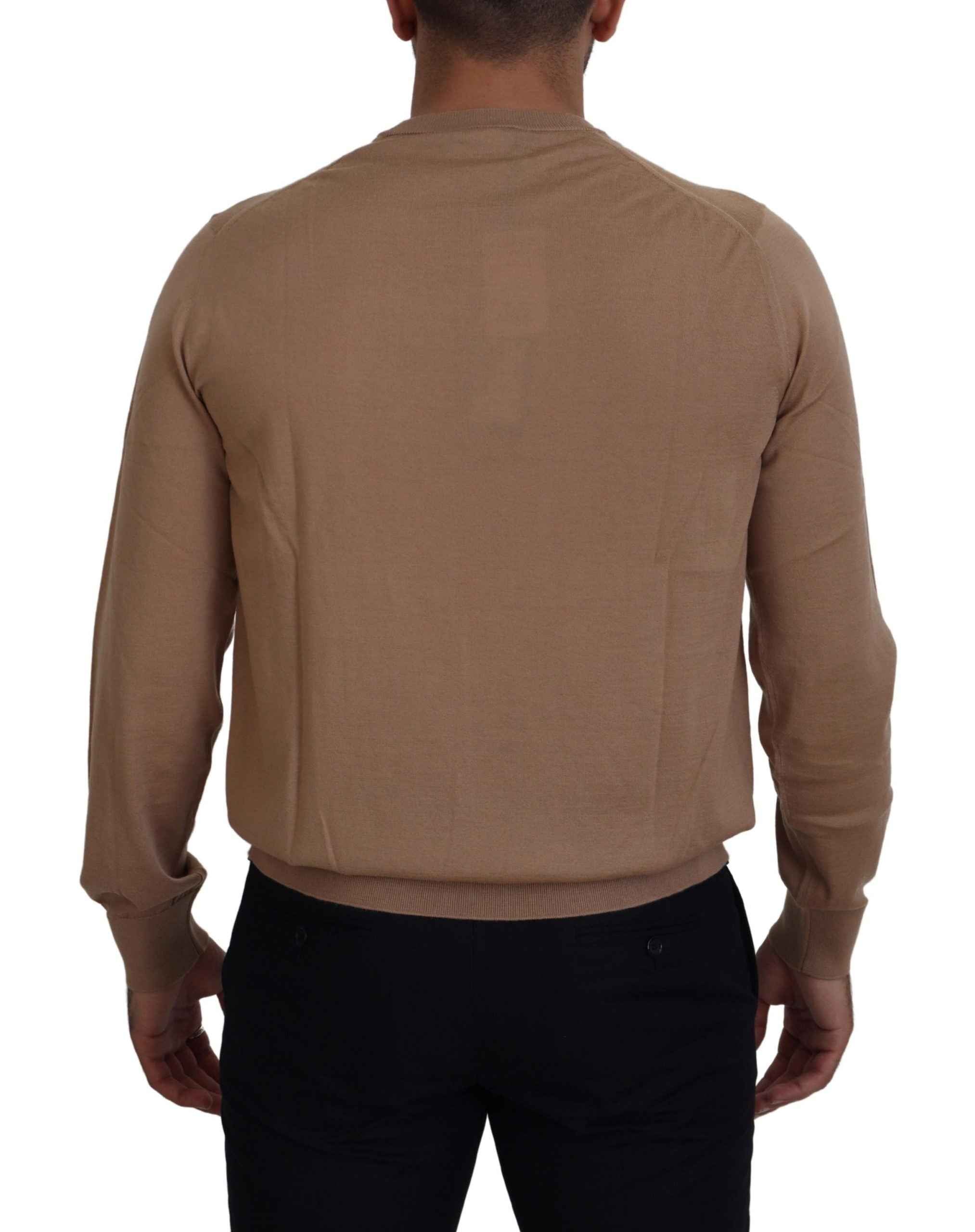 Dolce & Gabbana Beige Cashmere Crown Logo Pullover Sweater