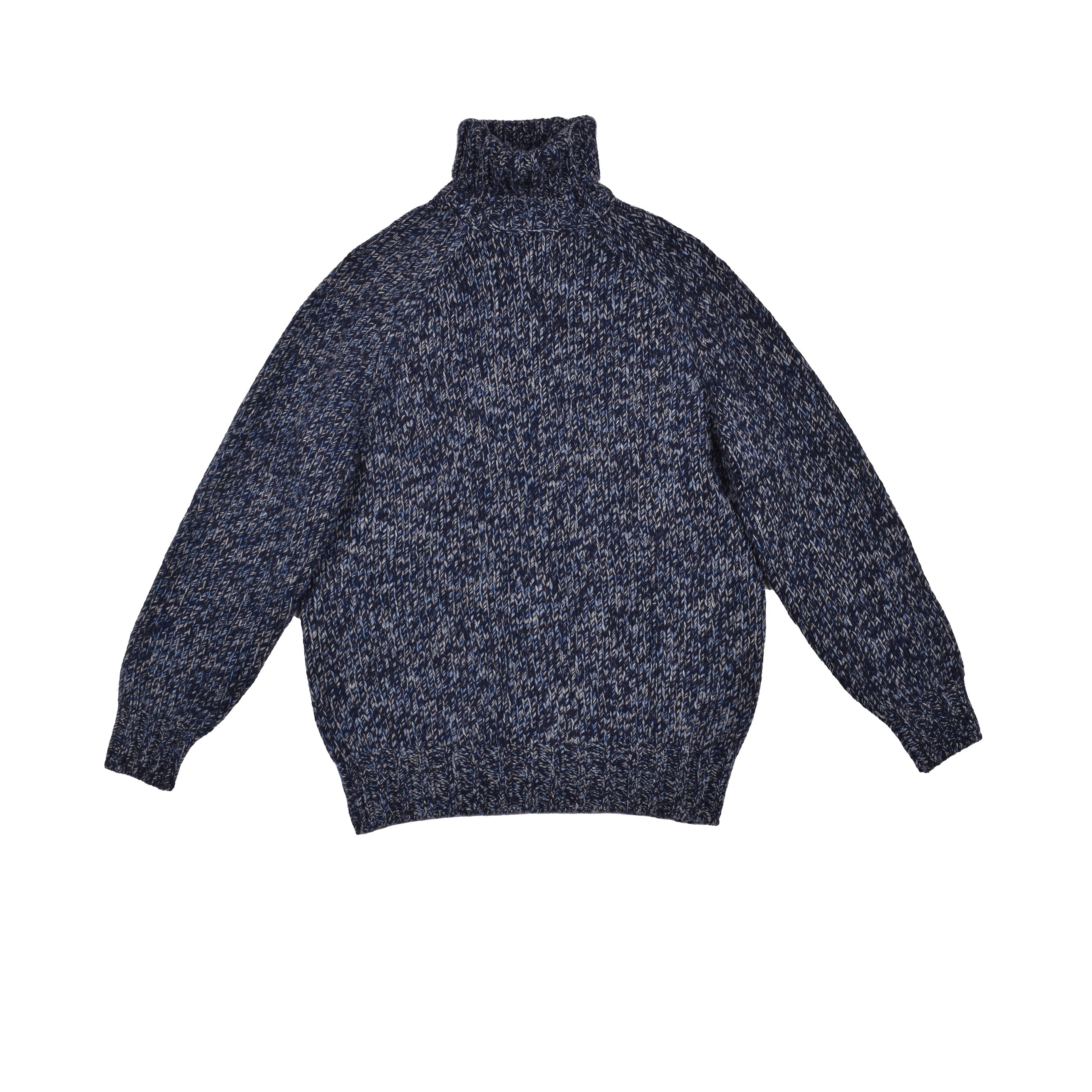 BRUNELLO CUCINELLI MEN'S BLUE CASHMERE BLEND TURTLENECK SWEATER