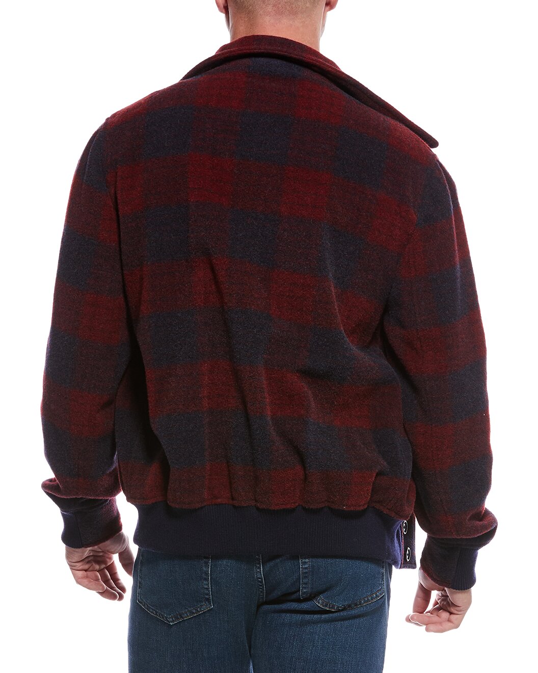 BRUNELLO CUCINELLI MEN'S BORDEAUX BLUE WOOL JACKET