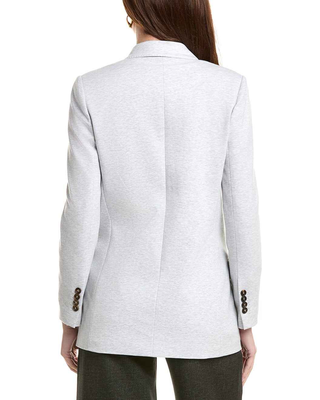 BRUNELLO CUCINELLI WOMEN'S SILVER TAILORED SINGLE-BUTTON BLAZER