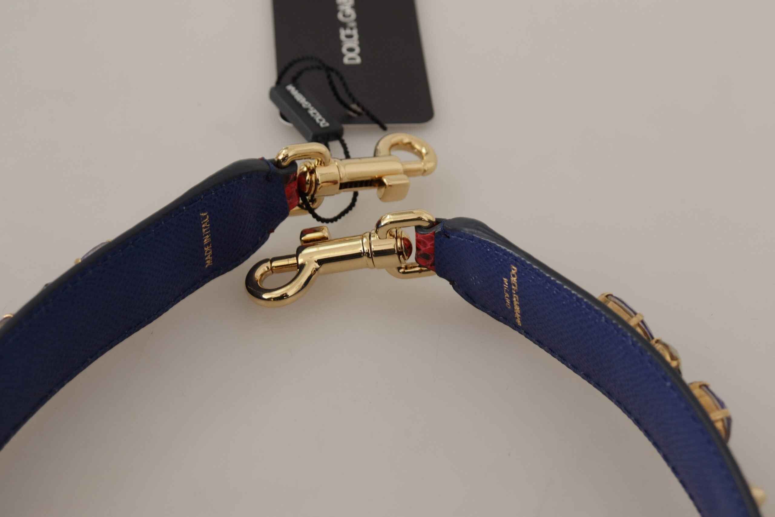 Dolce & Gabbana Red Exotic Leather Crystals Bag Shoulder Strap