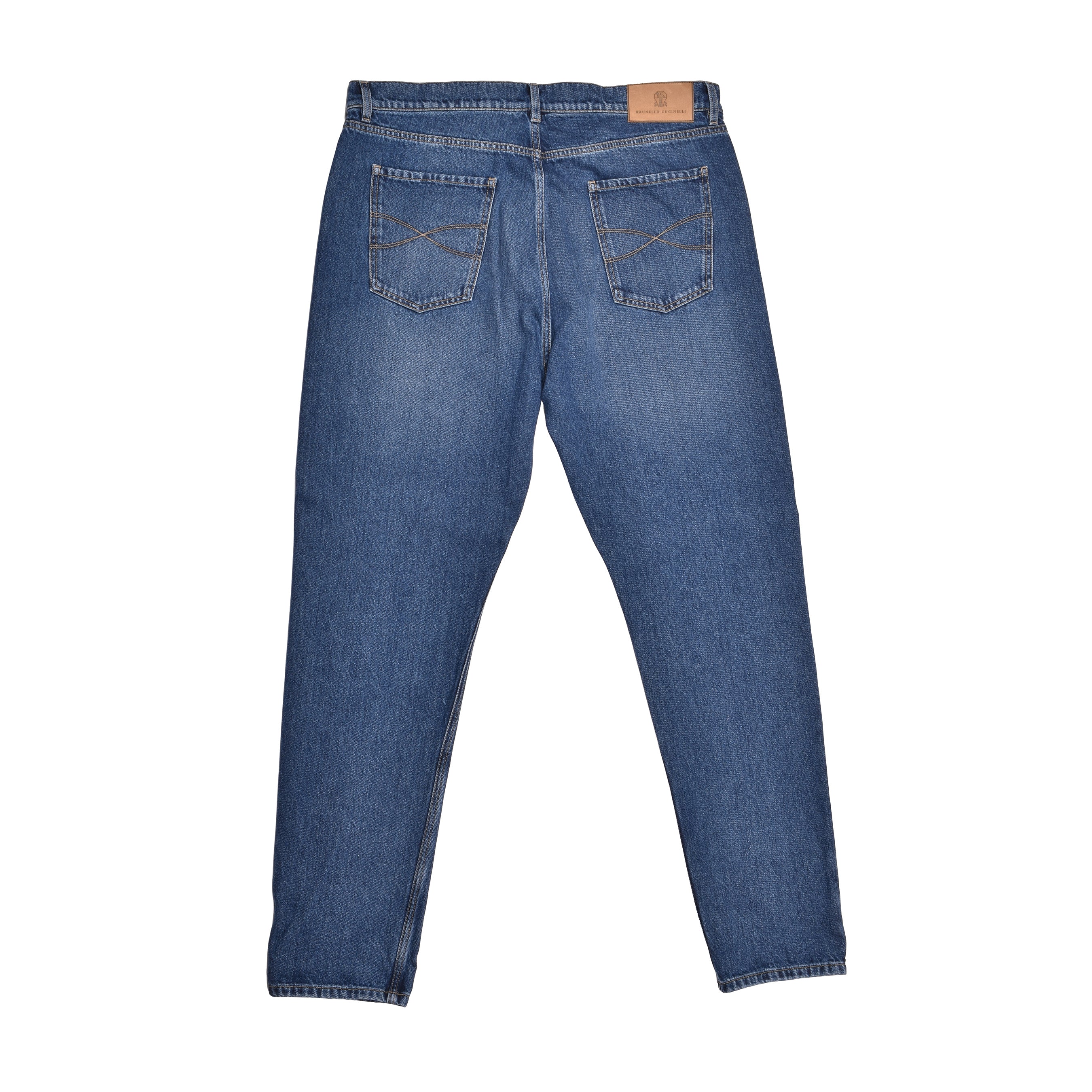 BRUNELLO CUCINELLI MEN'S MEDIUM BLUE DENIM JEANS