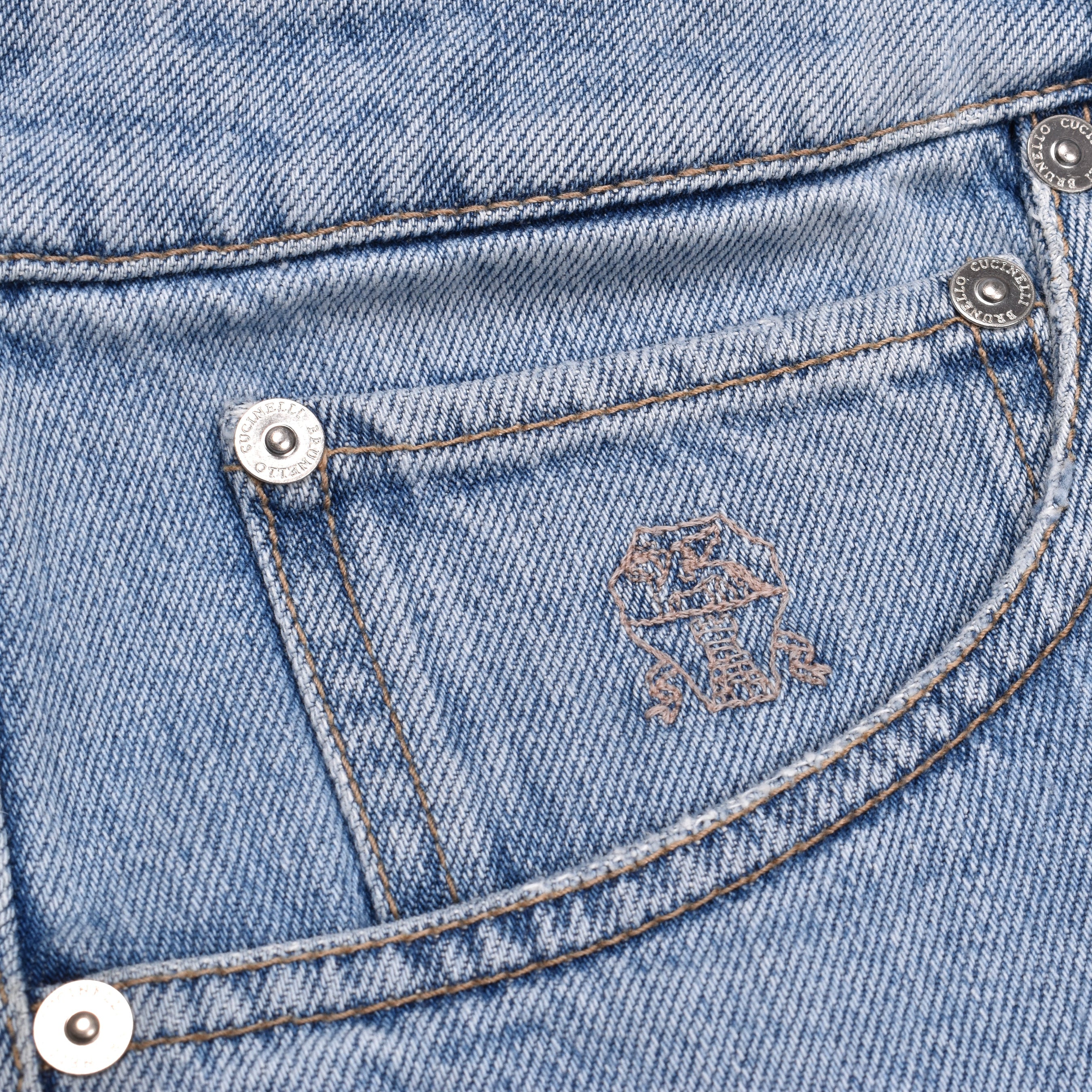 BRUNELLO CUCINELLI MEN'S LIGHT DENIM FIVE-POCKET JEANS