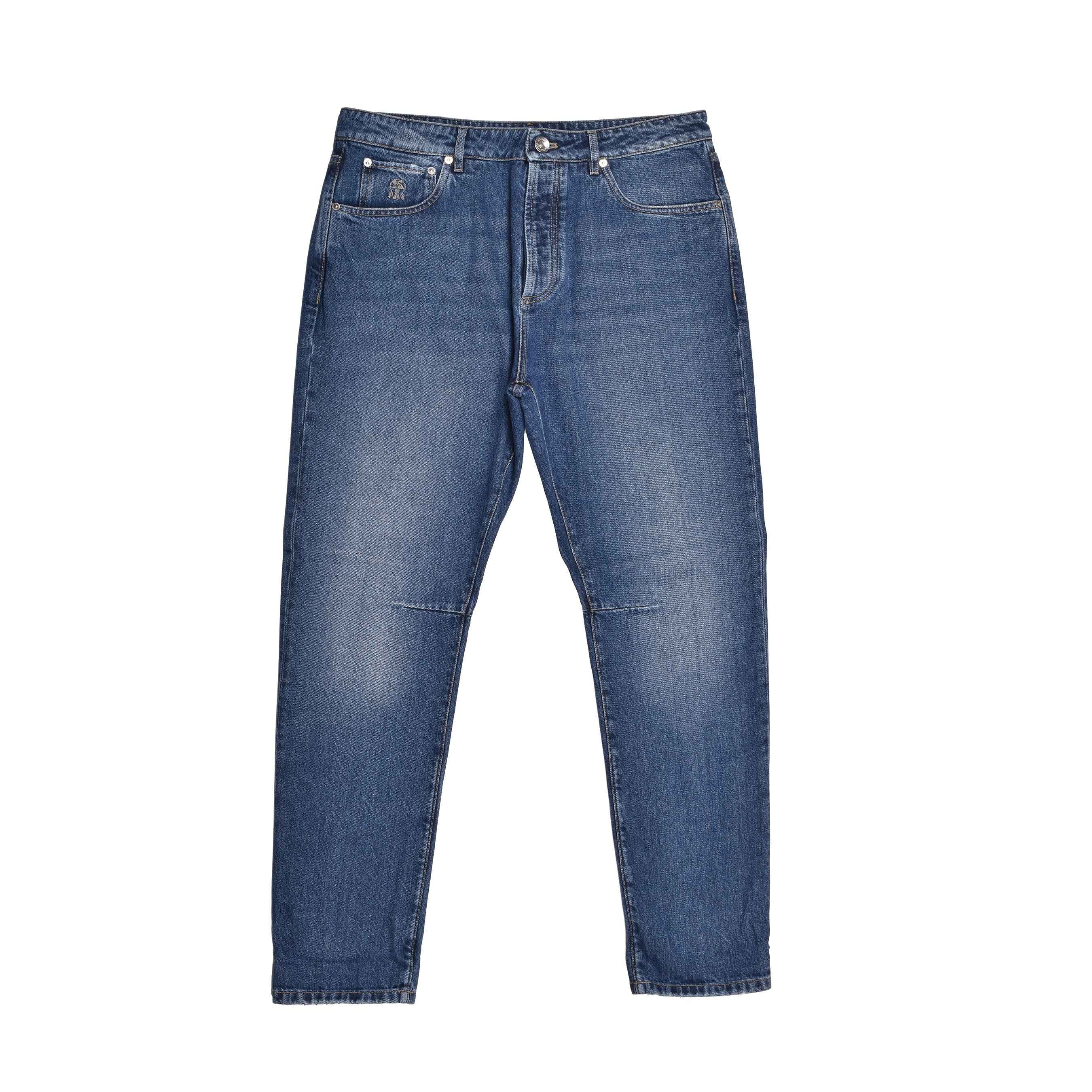 BRUNELLO CUCINELLI MEN'S MEDIUM BLUE DENIM JEANS