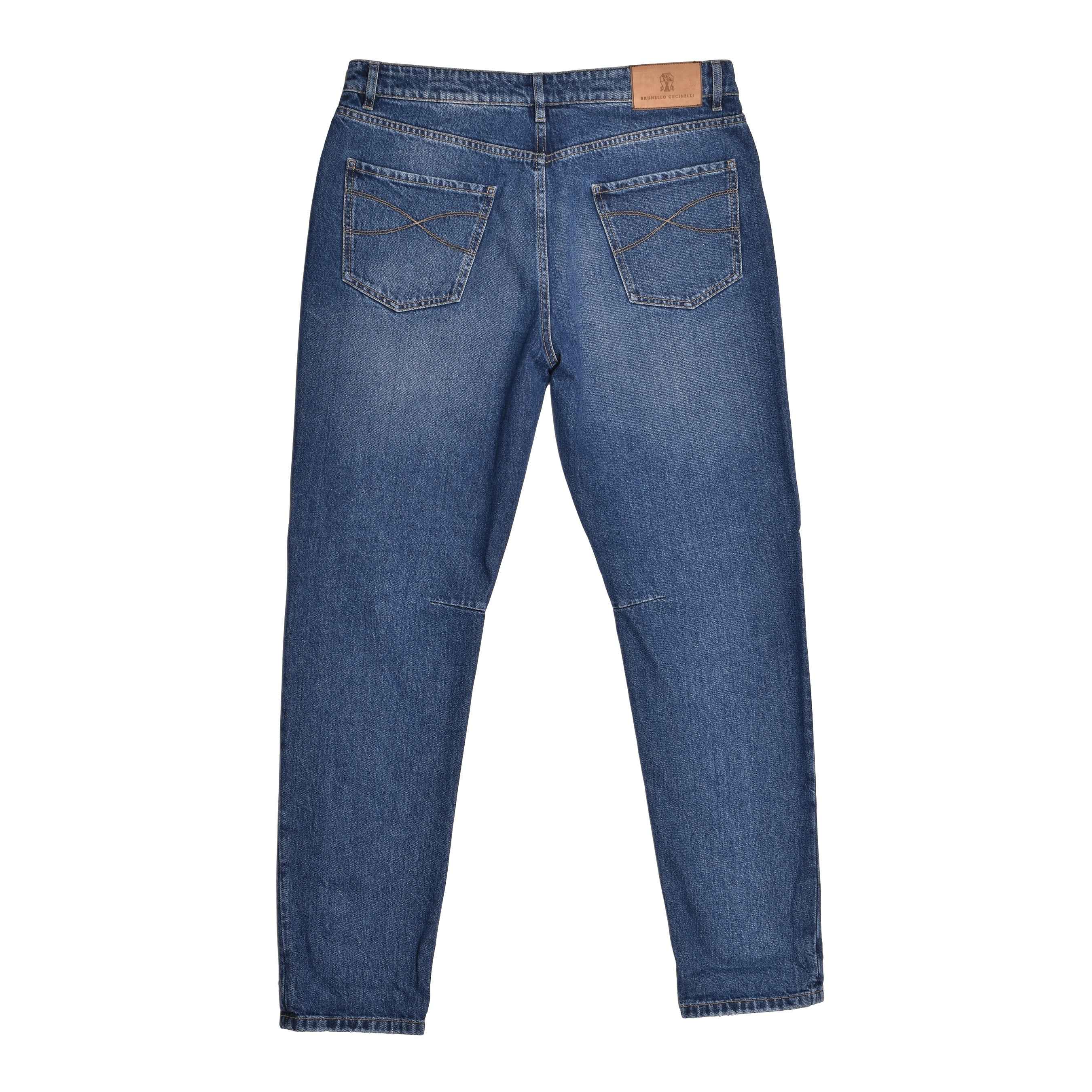 BRUNELLO CUCINELLI MEN'S MEDIUM BLUE DENIM JEANS