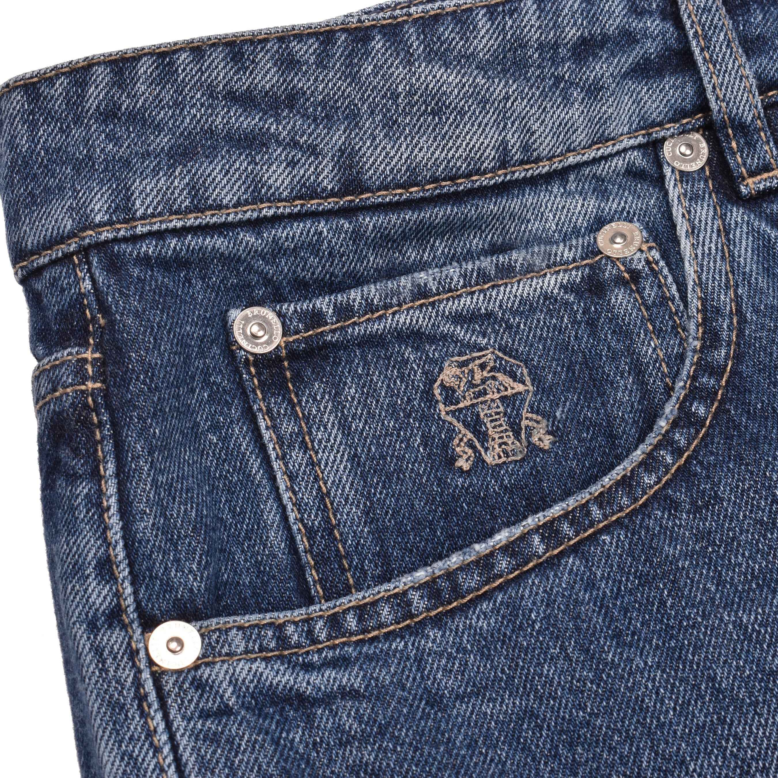 BRUNELLO CUCINELLI MEN'S MEDIUM BLUE DENIM JEANS
