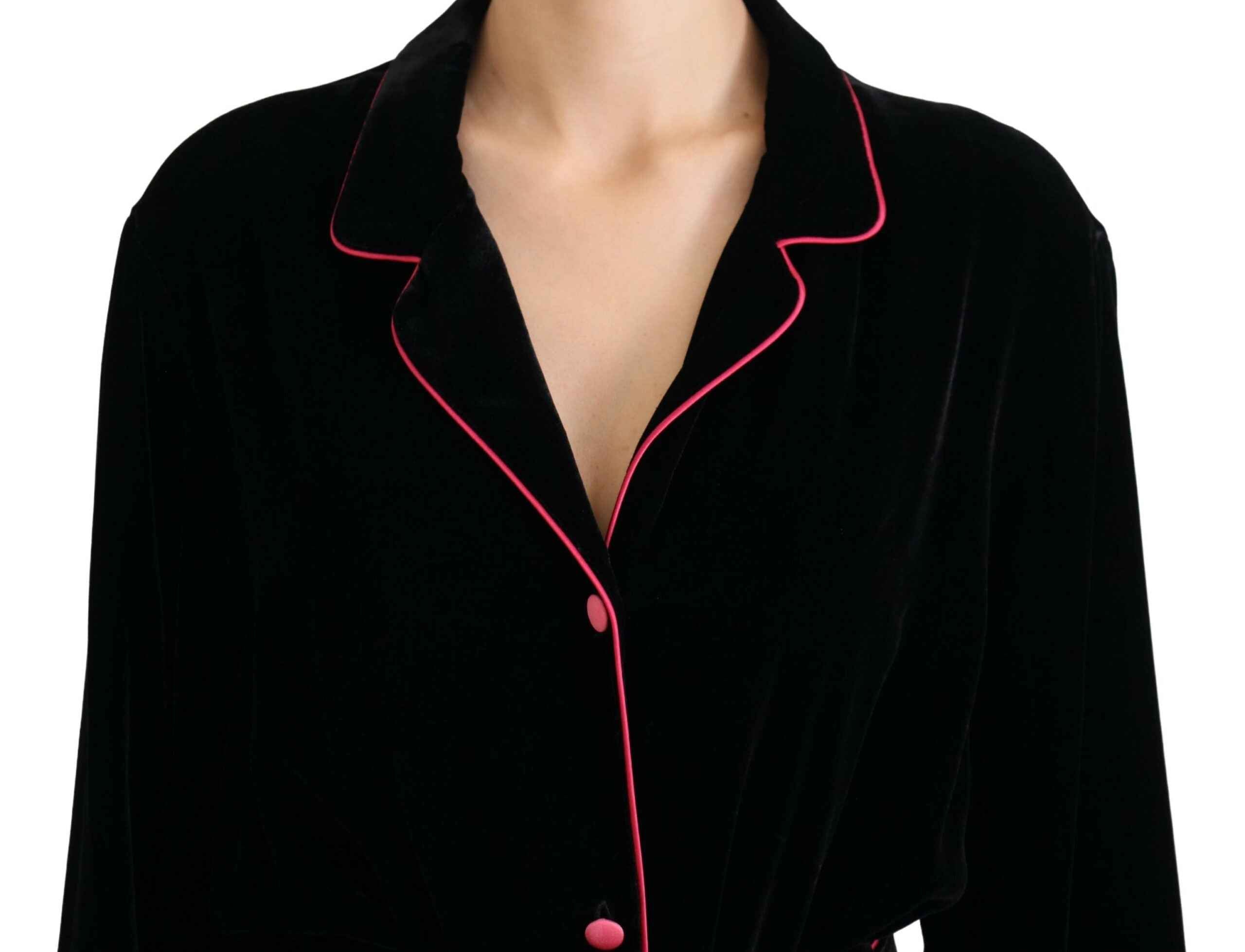 Dolce & Gabbana Black Button Belted Blazer Viscose Jacket