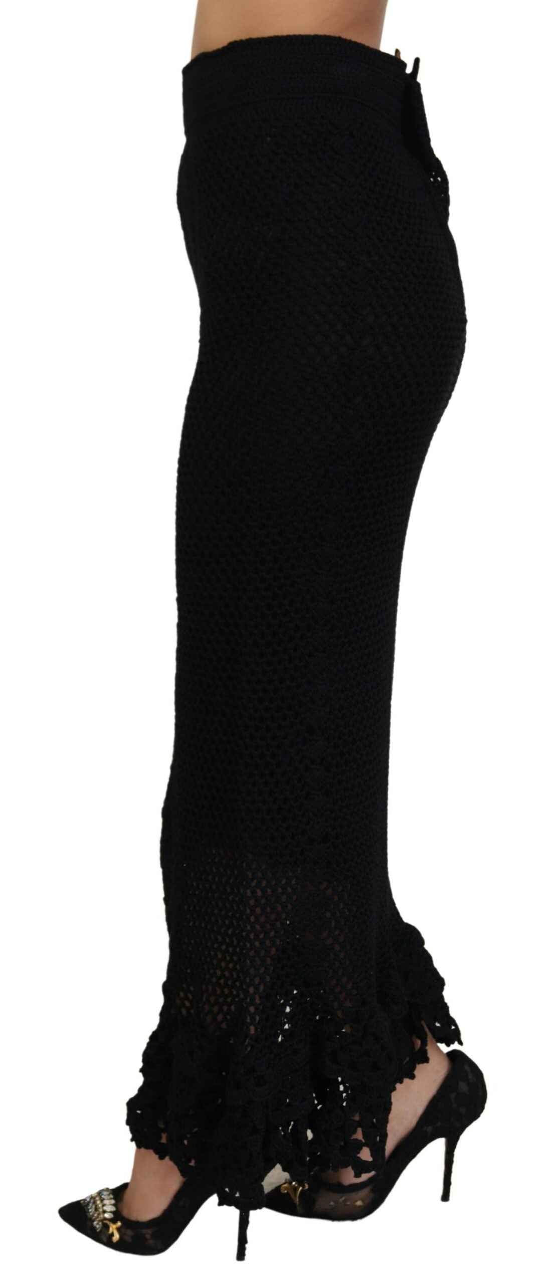 Dolce & Gabbana Black Knitted Cotton High Waist Mermaid Skirt