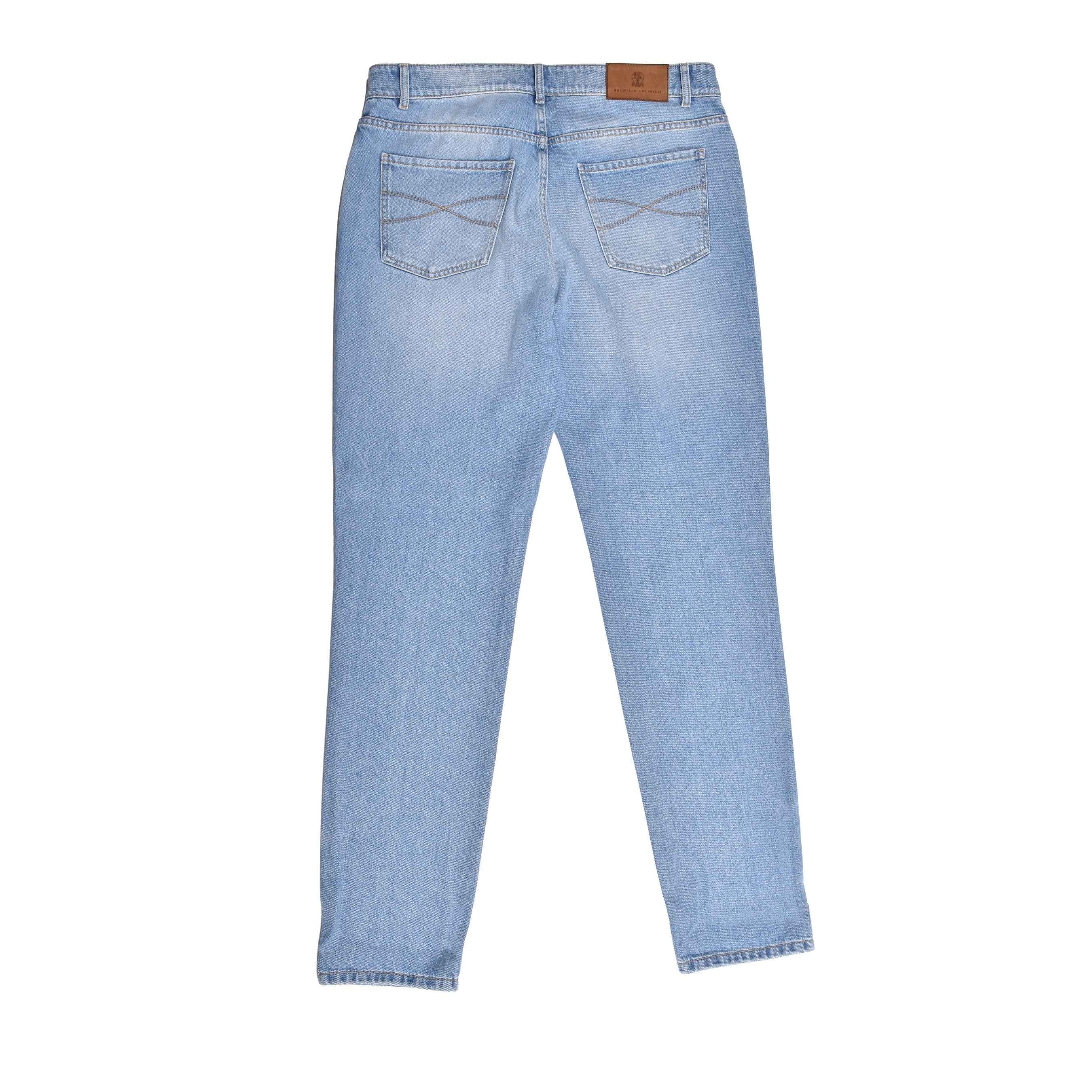 BRUNELLO CUCINELLI MEN'S LIGHT DENIM TRADITIONAL FIT JEANS