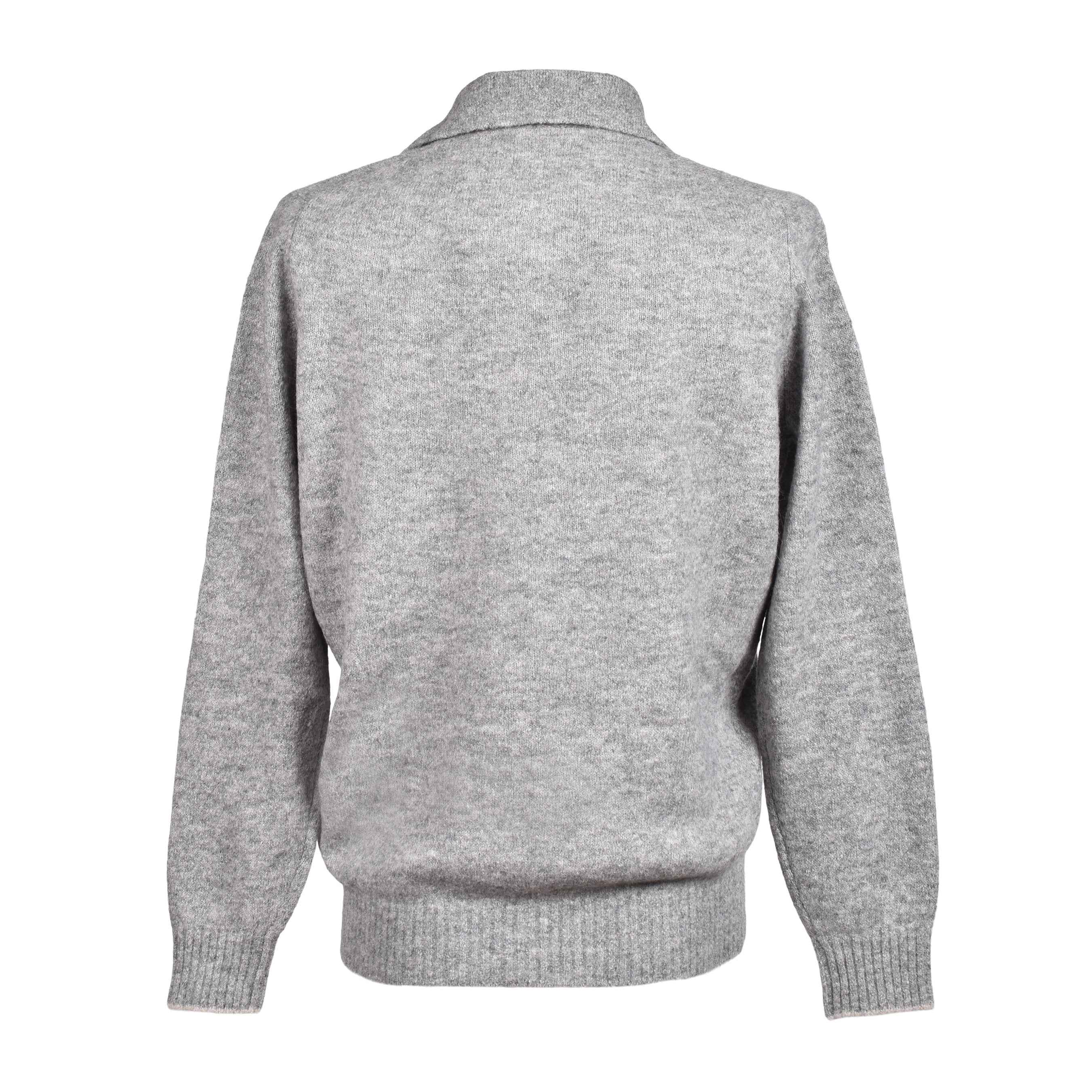 BRUNELLO CUCINELLI MEN'S GRAY WOOL BLEND KNIT SWEATER