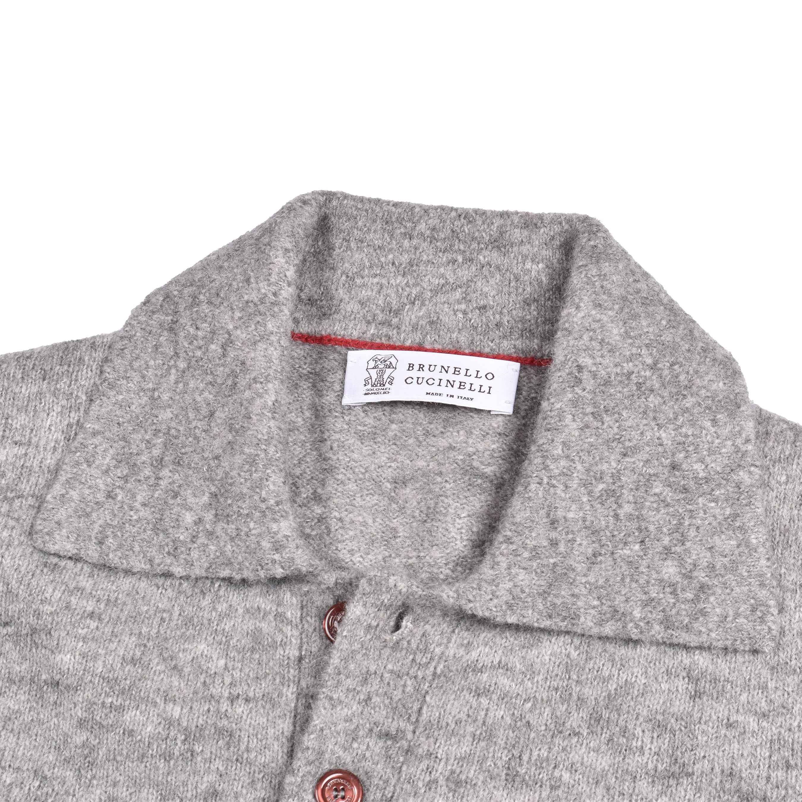BRUNELLO CUCINELLI MEN'S GRAY WOOL BLEND KNIT SWEATER