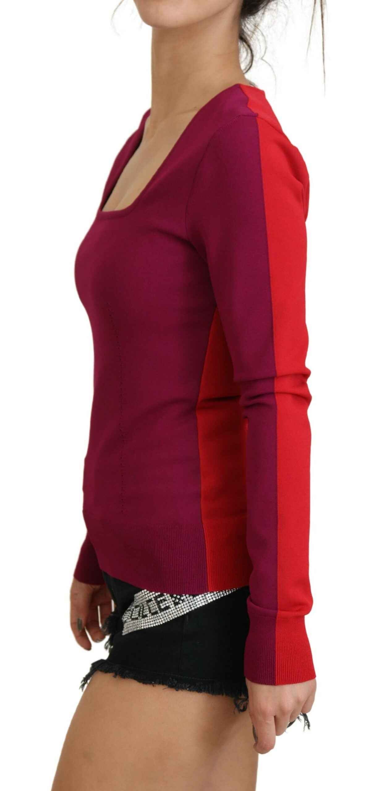 Dolce & Gabbana Multicolor Viscose Square Neck Pullover Sweater