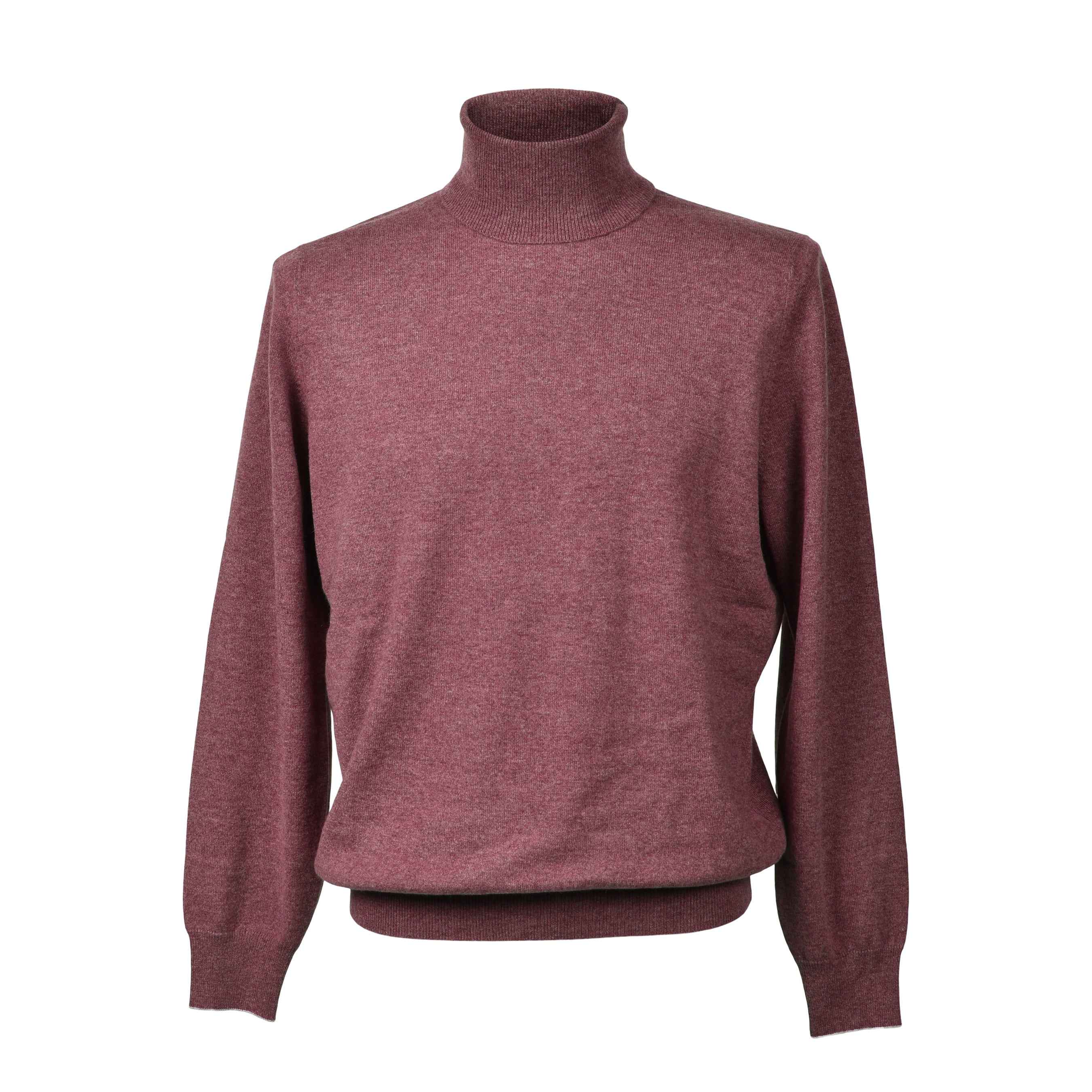BRUNELLO CUCINELLI MEN'S CORAL CASHMERE TURTLENECK KNIT SWEATER