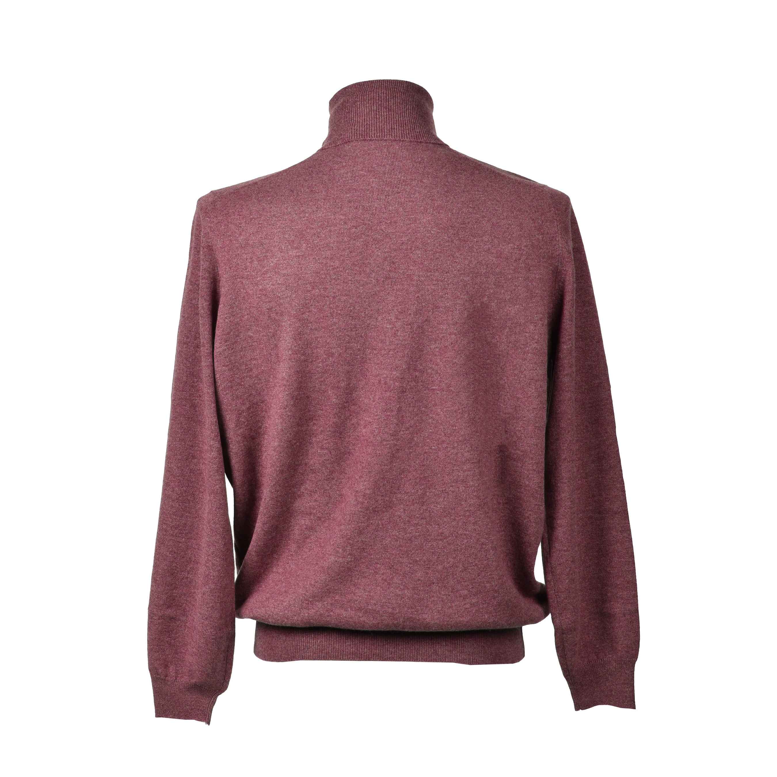 BRUNELLO CUCINELLI MEN'S CORAL CASHMERE TURTLENECK KNIT SWEATER