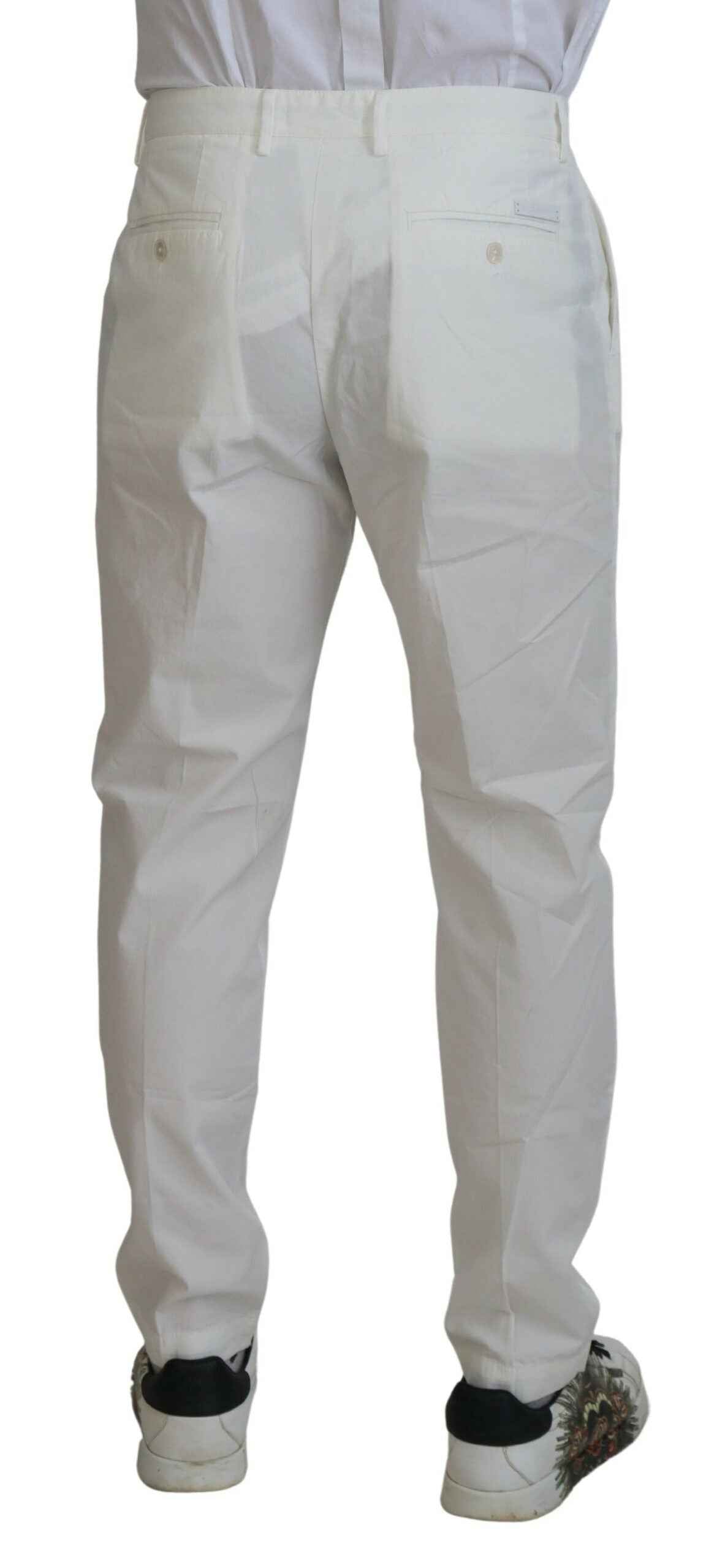 Dolce & Gabbana White Cotton Skinny Chino Pants