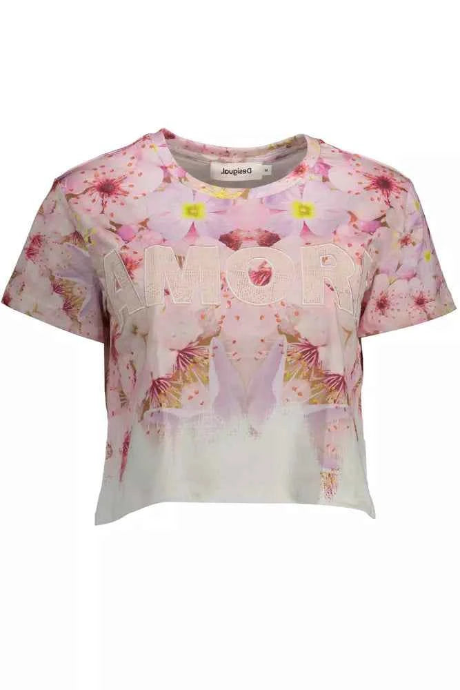 Desigual Pink Cotton Tops & T-Shirt