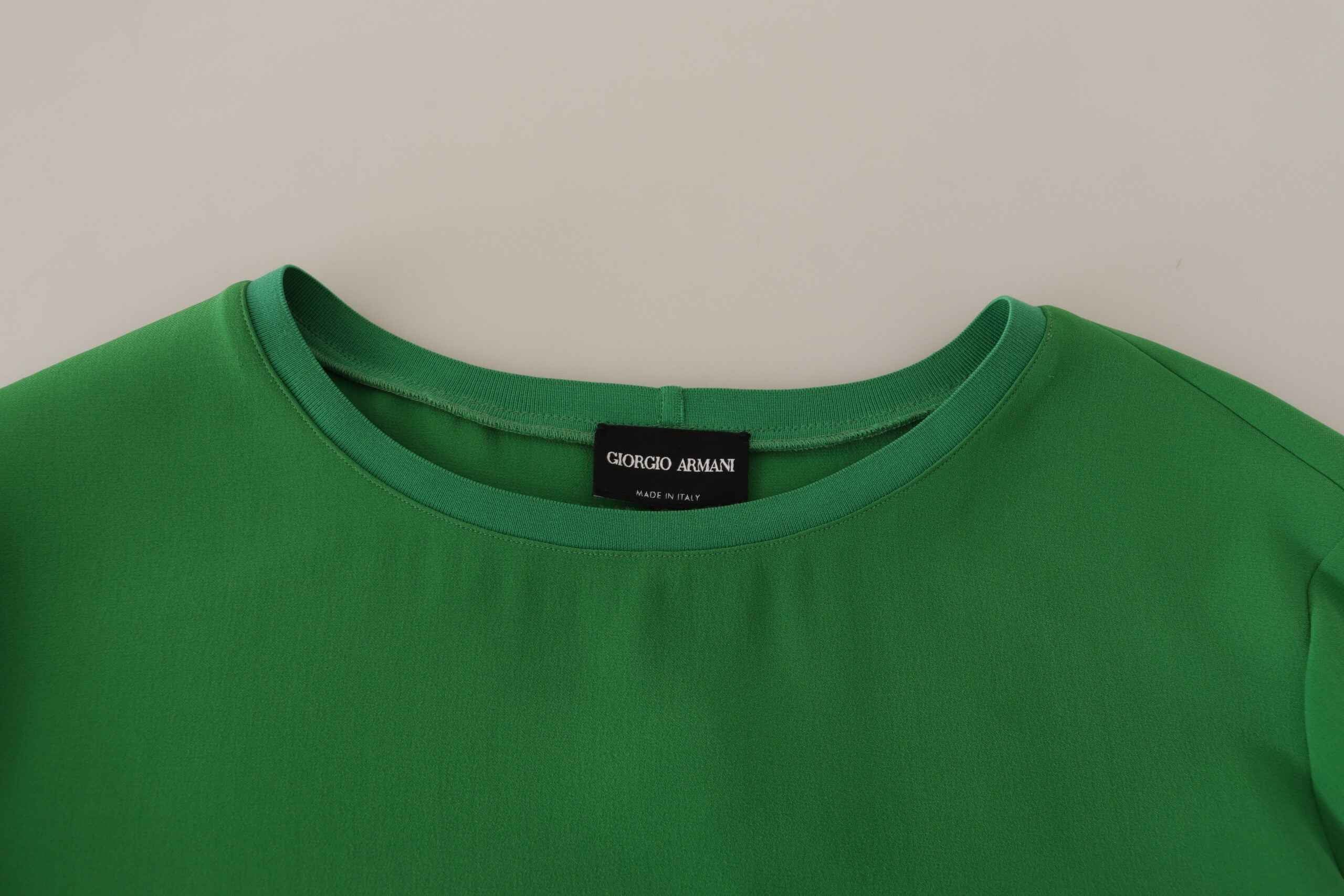 Armani Green Silk Long Sleeves Round Neck Sweater