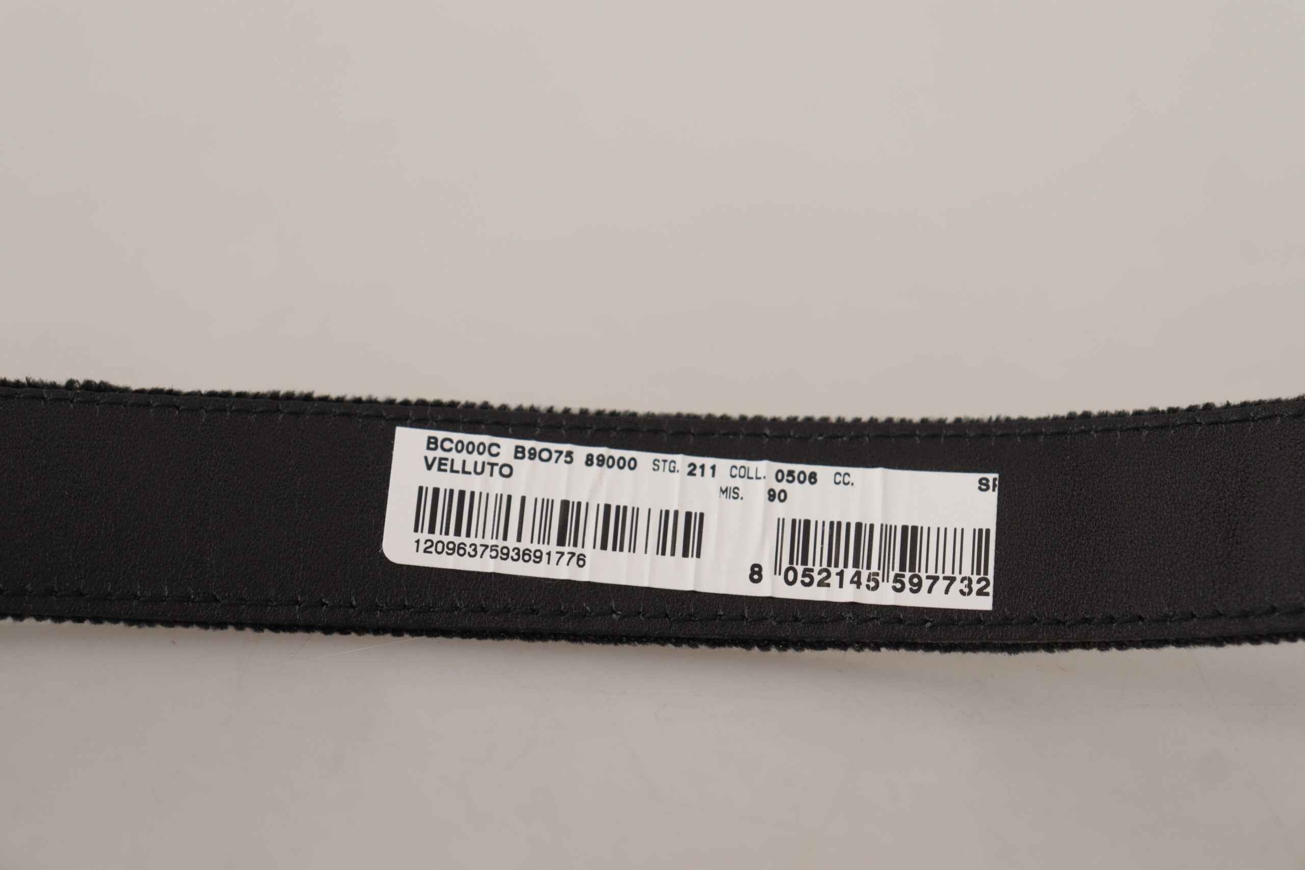 Dolce & Gabbana Black Velvet Classic Logo Engraved Metal Belt
