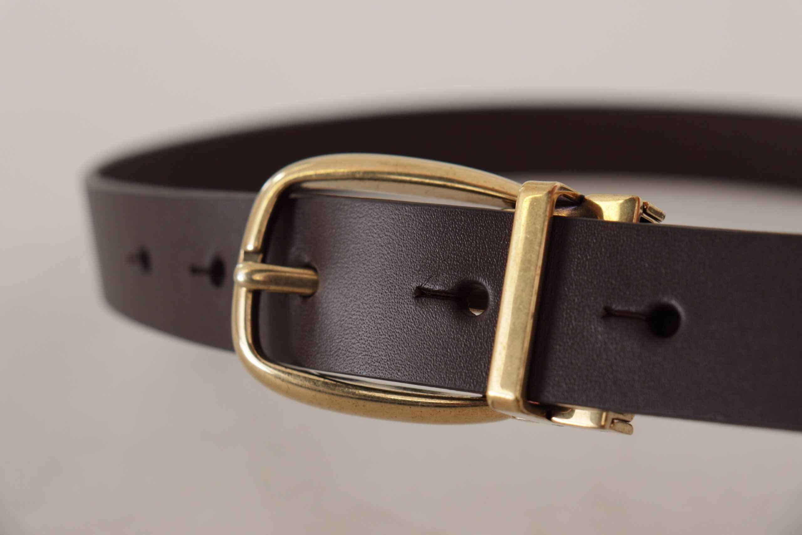 Dolce & Gabbana Dark Brown Calf Leather Gold Tone Metal Buckle