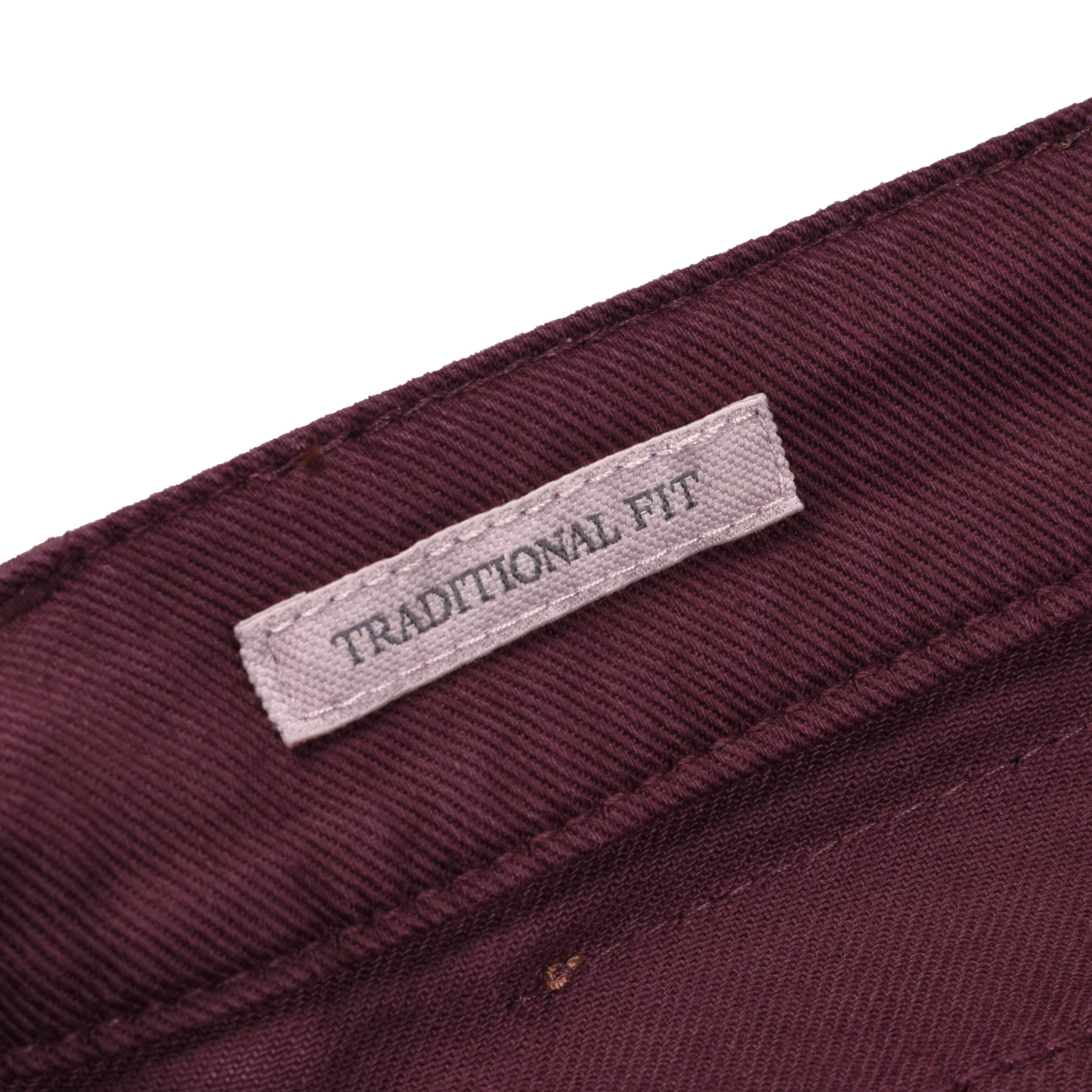 BRUNELLO CUCINELLI MEN'S BURGUNDY DENIM FIVE-POCKET TROUSERS