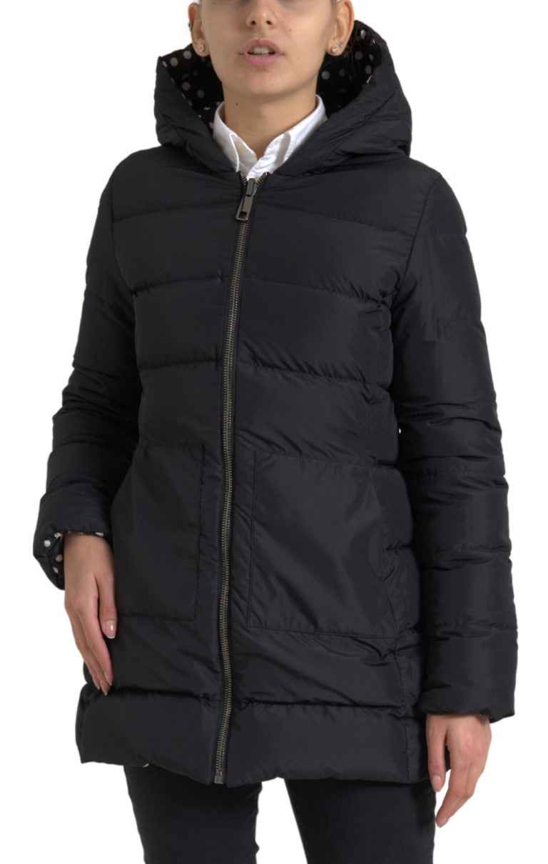 Dolce & Gabbana Black Polyester Hooded Reversible Jacket