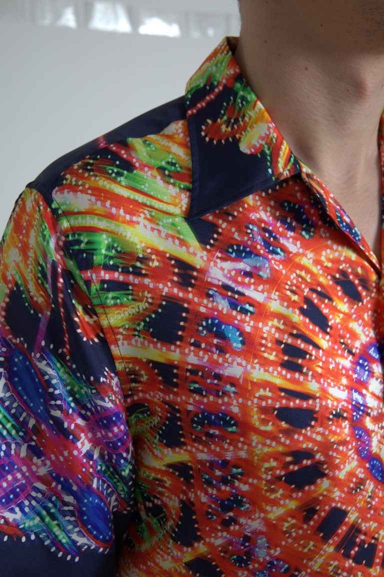 Dolce & Gabbana Multicolor Luminarie Print Men Shirt Silk
