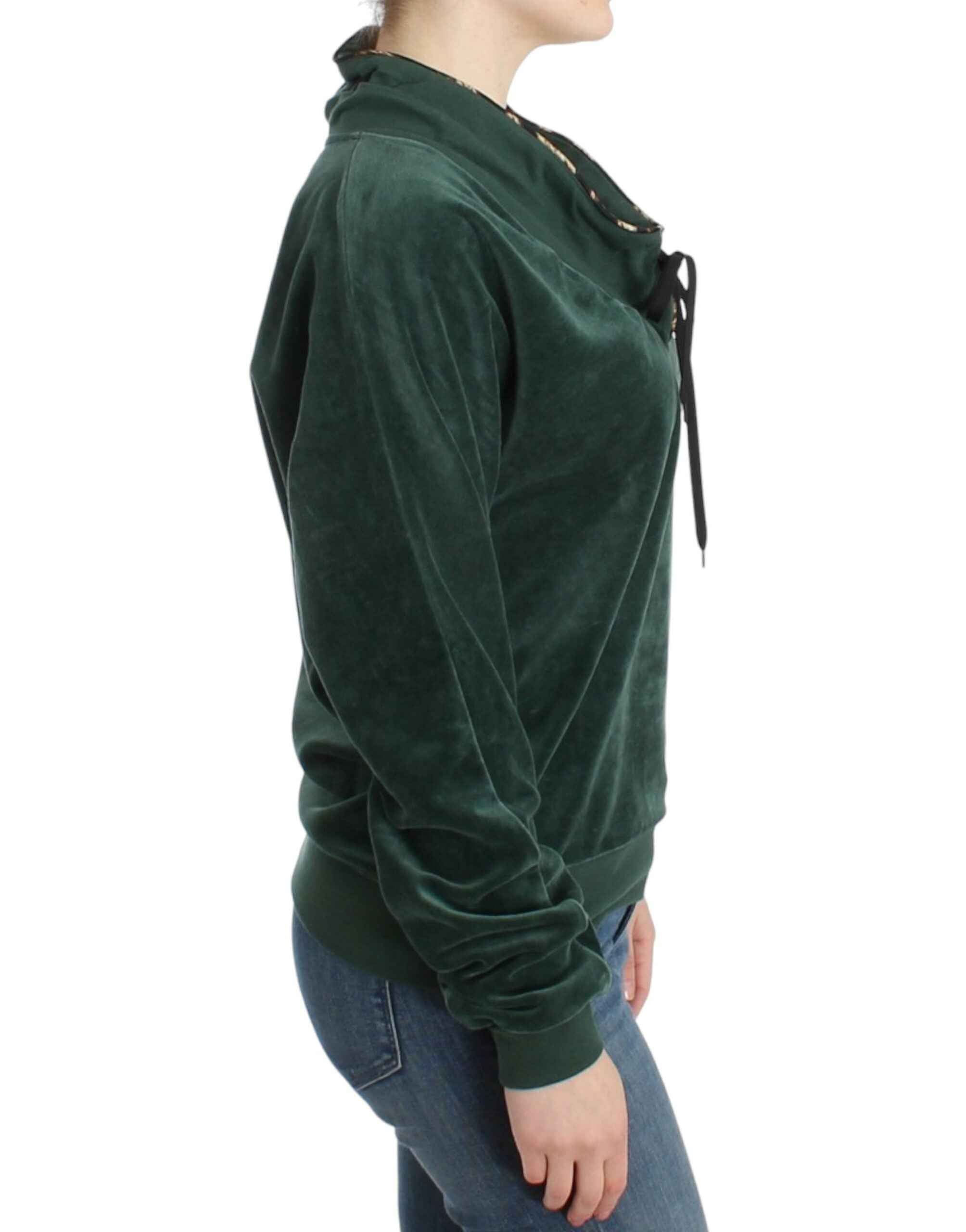 Cavalli Green velvet cotton sweater