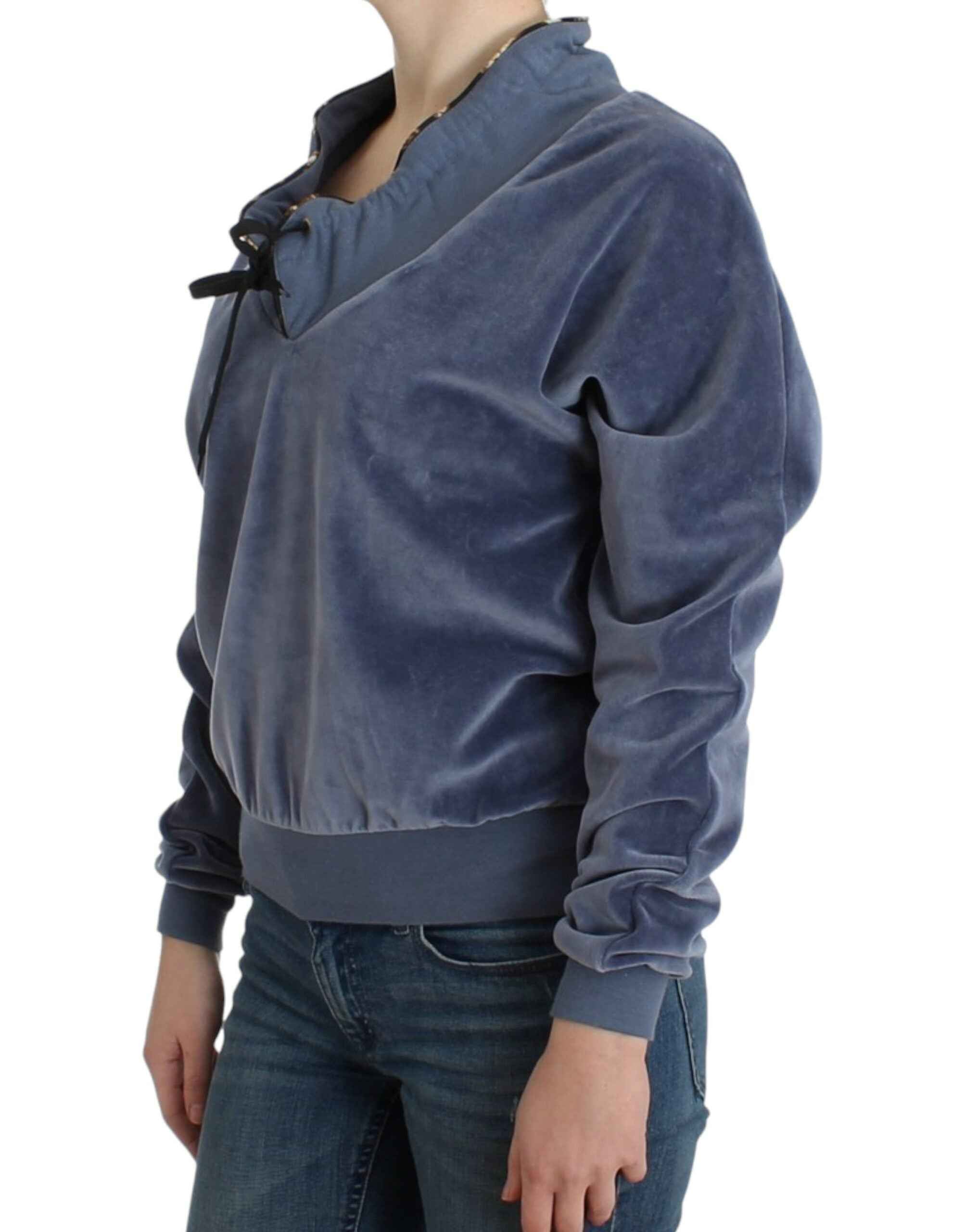 Cavalli Blue velvet cotton sweater