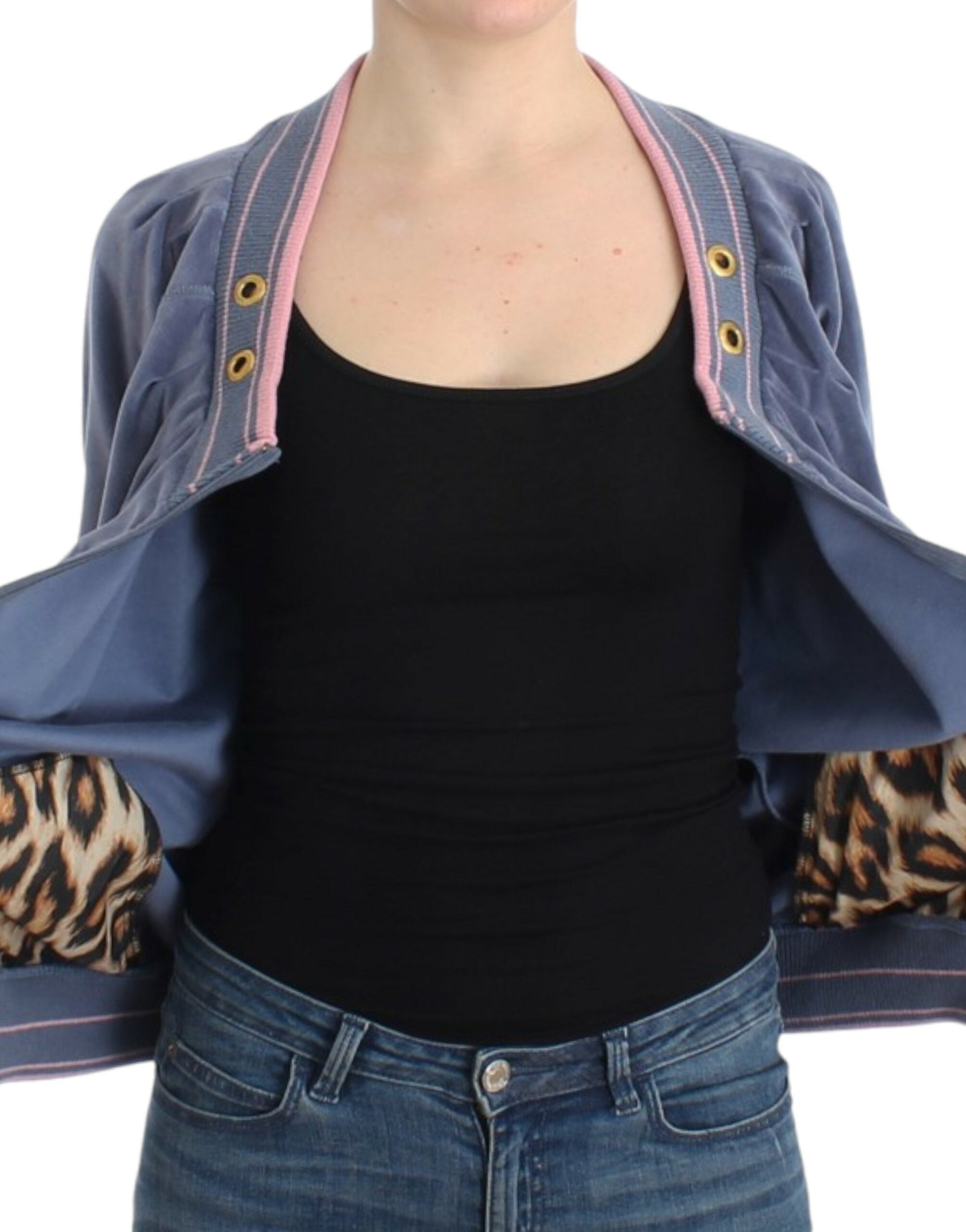 Cavalli Blue velvet zipup sweater