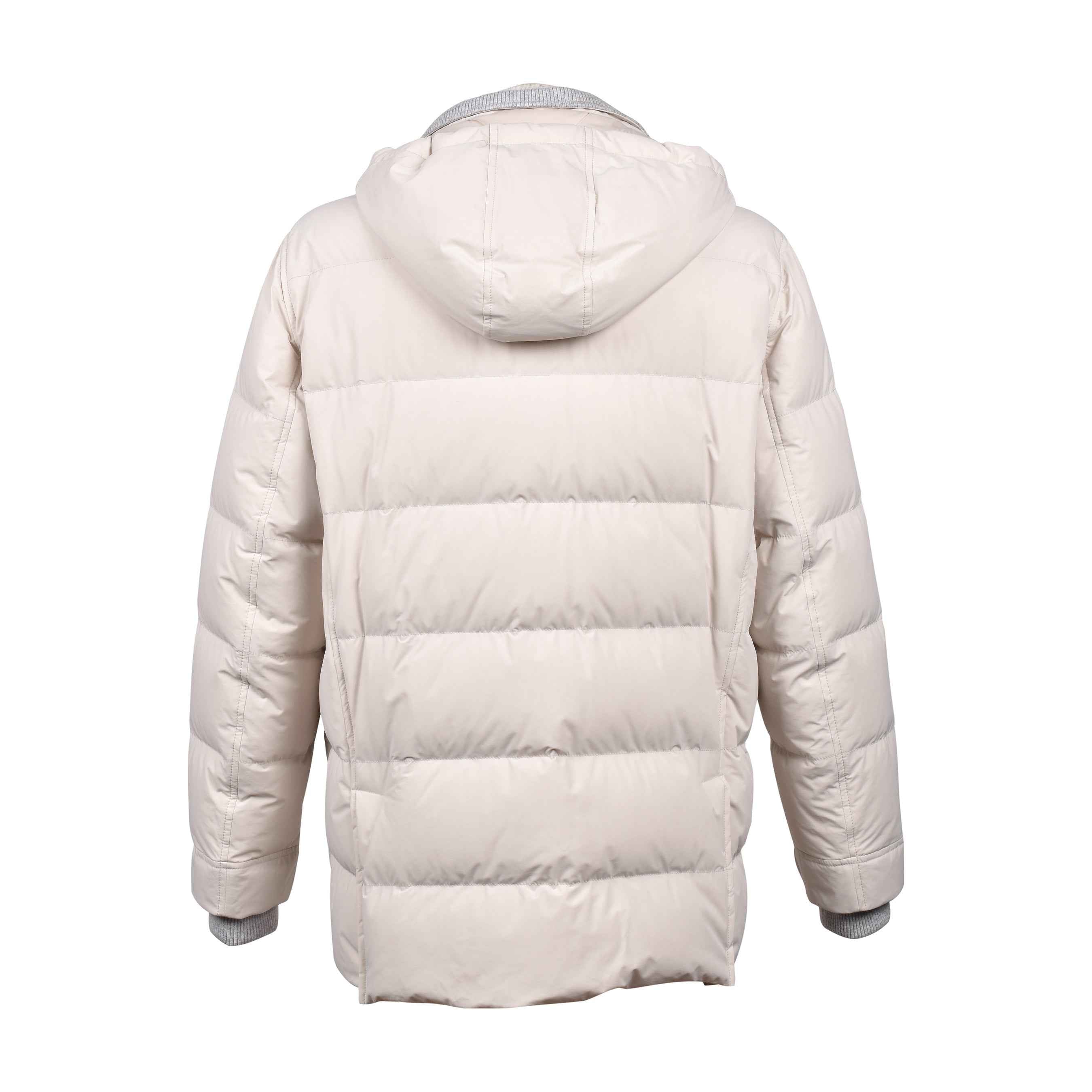 BRUNELLO CUCINELLI MEN'S OFF WHITE QUILTED DOWN PARKA JACKET