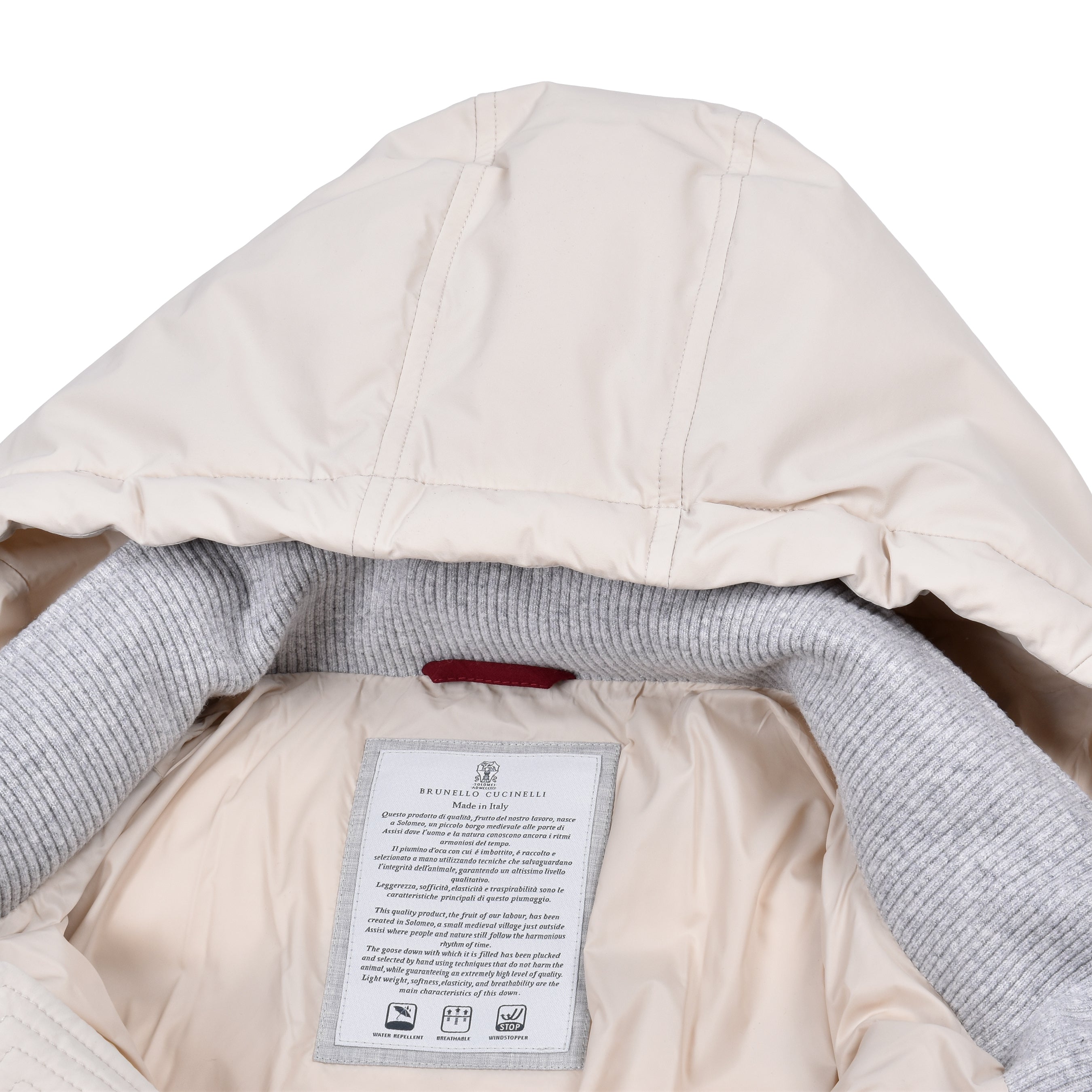 BRUNELLO CUCINELLI MEN'S OFF WHITE QUILTED DOWN PARKA JACKET