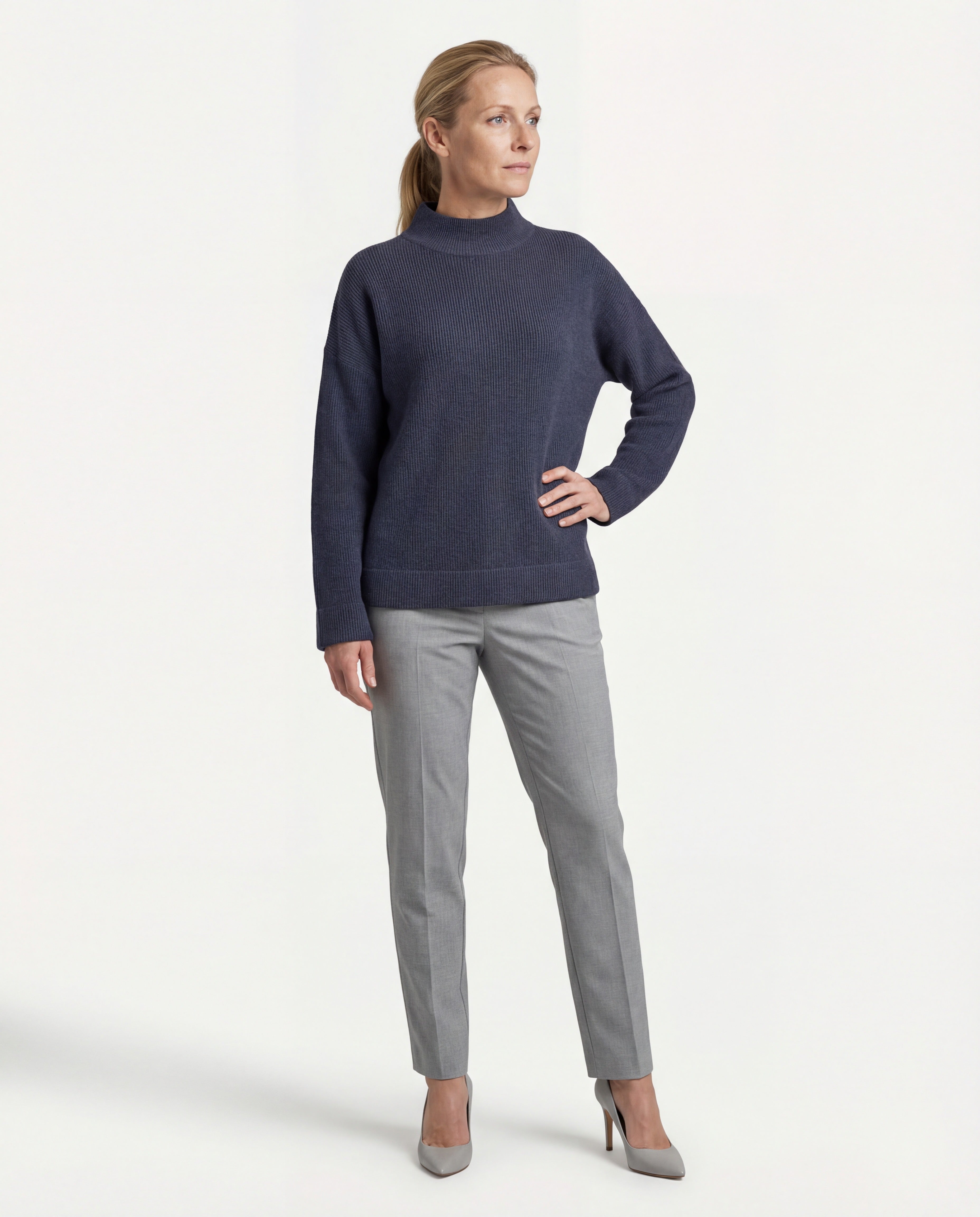 BRUNELLO CUCINELLI WOMEN'S NIGHT SKY CASHMERE MOCK COLLAR SWEATER